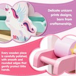 Lehoo Castle Wooden Car Ramp Toys for 1 Year Old Girl Birthday Gifts, Unicorn Montessori Toys for One Year Old, Wooden Race Track with 4 Rollers, for Toddlers 1-3 Year Old