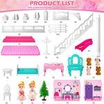 Dollhouses, Dreamhome Furniture Pink Girl Toys, 2 Stories 3 Rooms Dollshouse with 2 Princesses Slide Accessories, Toddler Playhouse Gift for for 3 4 5 6 7 8 9 10 Year Old Girls Toys