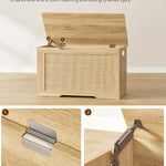 usikey 29.5” Storage Chest, Storage Bench with Storage, Toy Box with 2 Safety Hinges, Toy Chest for Bedroom, Shoe Bench, Supports 220 lb, for Living Room, Entryway, Natural