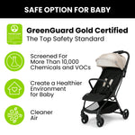 Jeep Altitude Compact Travel Stroller by Delta Children Greenguard Gold, Easy One Hand Fold, Lightweight, Extendable Canopy with Peek-a-Boo Window, Reclining Seat, 4 Wheel Suspension, Tan