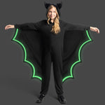 Spooktacular Creations Halloween Kid Bat Costume Glow in the Dark, Bat Wings Costume, Black Jumpsuit for Boy, Girls Halloween Dress Up-M