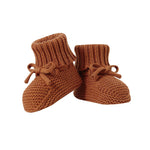 Hadetoto Baby Booties Newborn First Walkers Cozy Shoes Warm Knit Soft Booties for Toddler Infant Boy Girl (Caramel, Infant, 3 Months, Age Range, US Footwear Size System, 6 Months, Medium)