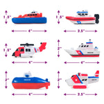 Tub Works® Ocean Rescue™ Vehicles Light Up Bath Toys, 6 Pack | Water-Activated Light Up Toys Flash & Change Color | Easy-Grip Baby & Toddler Bath Toys | Sensory Toys with Bath Lights for Kids Bath