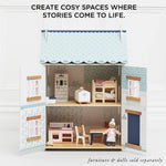 Le Toy Van – Blue Belle Wooden Doll House | Girls & Boys 3 Storey Wooden Dolls House Play Set - Suitable for Ages 3+