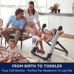 Peg Perego Siesta, Grow with Baby Folding High Chair & Recliner, Height Adjustable, Quick Clean & Easy Push Wheels for Babies & Toddlers, Made in Italy, Astral (Beige)