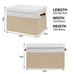 Gowee Large Toy Storage Box with Lid, Sturdy Toys Storage Chest Bin Organizer Basket with Dividers for Kids, Boys, Girls, Nursery, Closet, Bedroom, Playroom 25"x13" x16" (Beige and White)