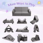 IdeaKey Modular Kids Play Couch, Toddlers Couch Building Set, Children Convertible Play Fort, Kids Sofa for Playroom and Bedroom, Rectangular Armrests