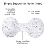 Boppy Side Sleeper Pregnancy Pillow, Gray Falling Leaves, Portable, Supportive Pregnancy Pillows for Sleeping on Your Side, Stay-Put Design with Stretchy Center Panel That Grows with Your Bump