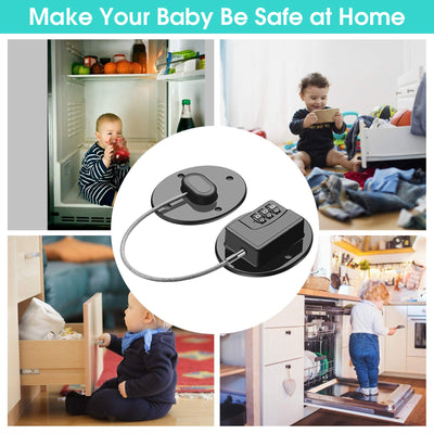 2 Pack Refrigerator Lock - Heavy Duty Combination Fridge Lock, Child Proof Cabinet Locks(Black)
