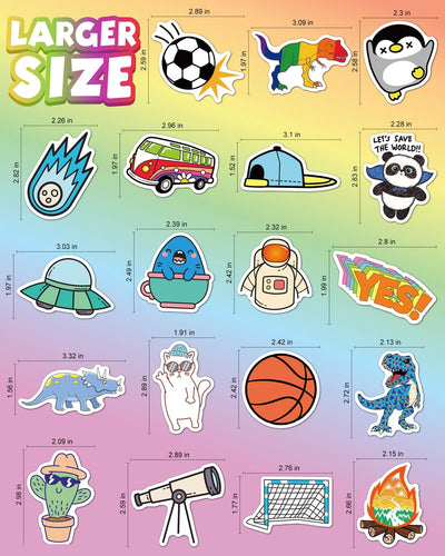 Water Bottle Stickers for Kids, 100 PCS Waterproof Cute Fun Vinyl Stickers Pack for Girls Boys