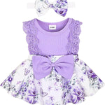 Baby Girl Clothes Newborn Romper Dress Infant Lace Ruffle Sleeveless Summer Outfits with Headband 0-12 Months