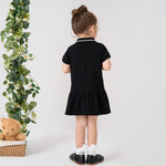 pureborn Toddler Girls Polo Dress Short Sleeve Pique Cotton Dress Summer Casual Playwear Dresses Black 2-3 Years