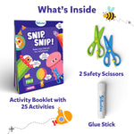 Skillmatics Scissor Skills Activity Book - Snip, Snip, Art & Craft Kit for Kids, 2 Child-Safe Scissors, 25 Fun Activities, TikTok Viral Sensation, Gifts for Girls & Boys Ages 3, 4, 5, 6, 7