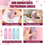 Pencil Erasers, Cute Stationery, Flower-Shaped Eraser,Retractable Eraser, Suitable for School and Office, Kid Party Favors Gift 4Pcs