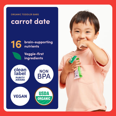Cerebelly Organic Toddler Smart Bars 40-Count, Strawberry Beet Smart Bars, 16 Brain-Supporting Nutrients, No Added Sugar, Gluten Free, Nut Free, Kids Snacks