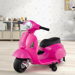 Costzon Toddler Motorcycle, Licensed Vespa Ride on Motorcycle with Training Wheels, LED Headlight & Horn Sound, Ride on Toy, 6V Battery Powered Motorbike, Gift for Boys & Girls, 1-3 Toddlers (Pink)