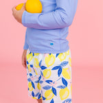 RUGGEDBUTTS Boys UPF50+ Sun Protection Fruits & Florals Swim Trunks - Lemon Capri, 12-18m