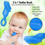 Brilliant Oral Care Baby’s First Toothbrush, Smooth Silicone Bristles Gently Clean Tender Teeth and Gums, for Ages 4+ Months, Blue, 2 Pack