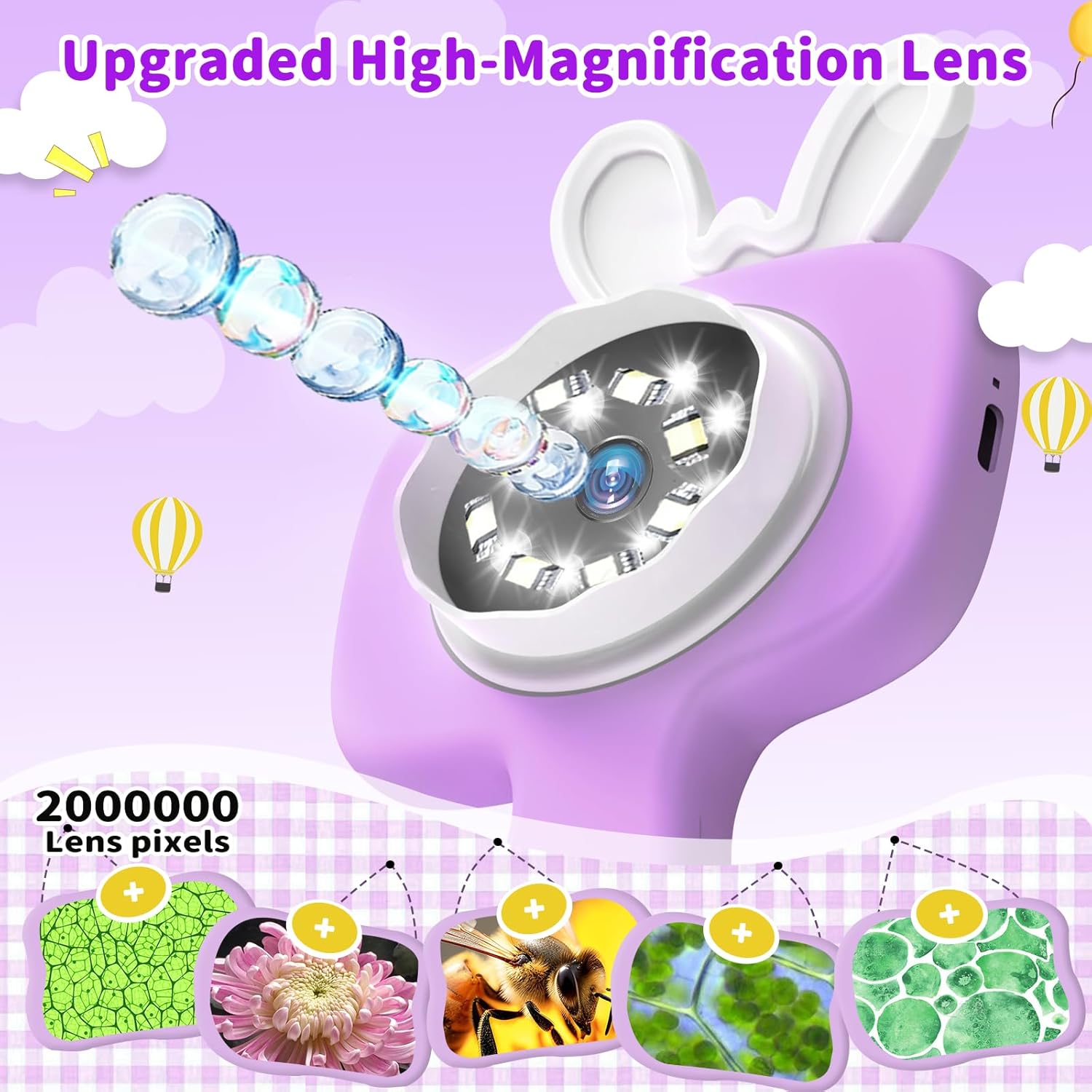 2026 NEW Microscope for Kids with 16 Slides, 2.4" Handheld Digital Pocket Microscope, STEM Educational Science Toys for New Year, Birthday Gifts for 3+ 4 5 6 7 8 9 10 11 12 Year Old Boys Girls, Purple