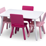 Delta Children Kids Table and Chair Set (4 Chairs Included), White/Pink