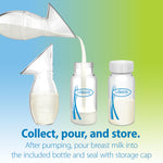 Dr. Brown's 100% Silicone One-Piece Breast Pump, Hands-Free Breast Milk Collector with Travel Lid and Travel Bag