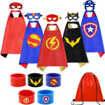 Superhero Capes Set and Wristbands Kids Costumes Halloween Christmas Cosplay Dress Up for Boys Girls