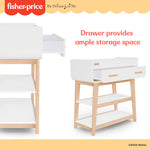 Dream On Me Fisher Price Baby Changing Table, Vintage White Oak – Greenguard Gold & JPMA Certified, Wooden Nursery Dresser with Storage Shelves – Compact, Sturdy & Easy-to-Clean Design