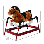 Qaba Durable Plush Toddlers Spring Rocking Horse, Bouncing Rocker Toy with Realistic Sounds
