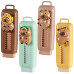 Gsbnjuy 4Pcs Retractable Erasers Cute Capybara Rubber Push-Pull Eraser Soft Rubber Sliding Animal Fun Pencil Erasers for Kids Boys Girls Students Capybara Lovers School Office Supply Stationery