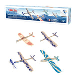 PLAYSTEM Balsa Wood Airplane Kit - 4 Pack Model Gliders & Rubber Band Powered Planes | Outdoor Toy Set for Kids | STEM Learning Airplanes | Easy Assembly No Glue Needed