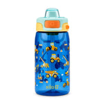 Ello Kids Pop & Fill 16oz Tritan Plastic Water Bottle with Quick Fill Technology, Leak Proof Locking Lid, Sip & Chug, BPA Free, Dishwasher Safe, For School, Lunchboxes, Construction