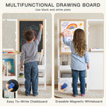Frogprin 3 in 1 Kids Art Table and Chair Set, Easel Table for Kids, Toddler Craft and Play Wood Activity Desk with Adjustable Double-Sided Magnetic Easel, Paper Roll, Storage Box, Book Shelves