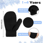WLLHYF 2 Pair Baby Mittens Black Winter Warm Elastic No Scratch Soft Gloves Breathable Toddler Mittens for Boys Girls Kids