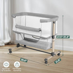 Cowiewie Bassinet Bedside Sleeper, Portable, Breathable, Adjustable Baby Bedside Bassinet for Peaceful Nights, Light Grey