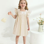 Kucnuzki Baby Girl Dress 12 18 Months Girl Clothes Baby Outfit Beige A Line Causal Toddler Summer Boho Midi Dress Ruffle Sleeve Toddler Outfit Kid Clothes