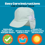 SwimZip Sun Hat with Neck Flap | UPF 50+ Protection for Baby, Toddler, and Kids Mint Green