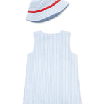 Little Me Clothes for Baby Boys' Sailboat Sunsuit and Hat, Blue Sailboat, 12 Months