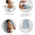 Skip Hop Baby Bath Tub 4-in-1 Grow with Baby Infant to Toddler Bathtub with Supportive Sling and Sit-Up Support Wave Age 0m+
