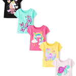 The Children's Place,Baby Girls,and Toddler Animal Short Sleeve Graphic T-Shirts,Multipacks,Animal Love 4-Pack,18 Months,24 Months