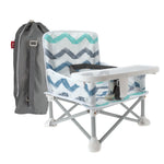 Nuby Easy Go Pop-Up Booster Seat with Removable Tray - 6+ Months - Portable Booster Seat for Floor for Indoor/Outdoor Use - 3-Point Safety Adjustable Straps - Includes Travel Bag - Chevron
