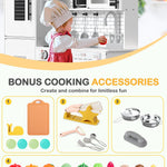 Babytronic Wooden Kitchen Playset for Kids, Interactive Play Kitchen with Lights & Sounds, Children Pretend Toy Kitchen Set with Faucet, Oven, Microwave, Kitchenware for Toddlers Ages 3+ (White)