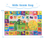 B BENRON Kids Rugs for Playroom Classroom Bedroom, Educational and Fun Play Mat with ABC Alphabet Animals, Learning Rug for Children Toddler Baby Girls Boys Nursery, Washable, 4x6