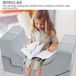 MeMoreCool Modular Kids Sofa – Convertible Foam Couch with Slide & Stair, Playroom & Bedroom Sectional Child Furniture | Soft Washable Cover | Ages 3+ | Grey