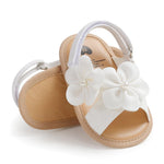 Doloame Baby Girls Sandals Princess Dress Wedding Flats Shoes Non-slip Soft Sole Toddler First Walker Crib Shoes (White 2, 12-18 Months)
