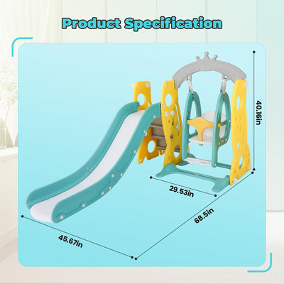 FAHKNS 4 in 1 Toddler Slide Swing Set, Kids Play Climber Playset Adjustable Height with Basketball Hoop, Slide and Safety Swing Set for Kids Indoor and Outdoor, 1-12 Years Old…