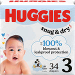 Huggies Size 3 Diapers, Snug & Dry Baby Diapers, Size 3 (16-28 lbs), 34 Count, Packaging May Vary