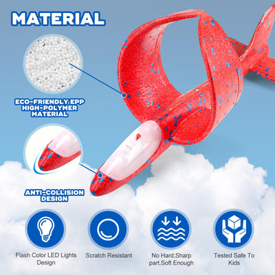3 Pack Airplane Launcher Toy, 12.6" Foam Glider Led Plane, 2 Flight Mode Catapult Plane for Kids Outdoor Sport Flying Toys Gifts for 3 4 5 6 7 8 9 10 12 Year Old Boys Girls