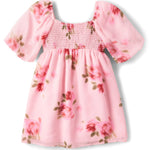 The Children's Place,Girls,Casual Smocked Dress,Long SleeveRose Mist,X-Large