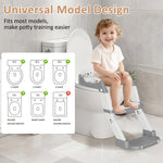 Potty Training Seat with Step Stool Ladder, 3-in-1 Toddler Potty Training Toilet Seat for Boys Girls, Height Adjustable Foldable Toddler Potty with Splash Guard, Non Slip Pad and Safety Handles(Grey)