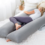 Meiz Pregnancy Pillow, Cooling Silky Pregnancy Pillows for Sleeping, 65" Full Body Maternity Pillow for Tall Pregnant Woman with Cooling Silk Jersey Cover, Grey